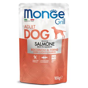 Влажный корм Monge Dog Grill для собак с лососем, паучи 100 г - 24 шт