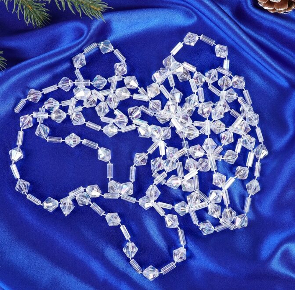 Бусы на ёлку 2,7 см "Льдинки - ромбики"