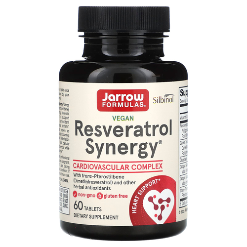 Jarrow Formulas, Resveratrol Synergy, веганский ресвератрол, 60 таблеток
