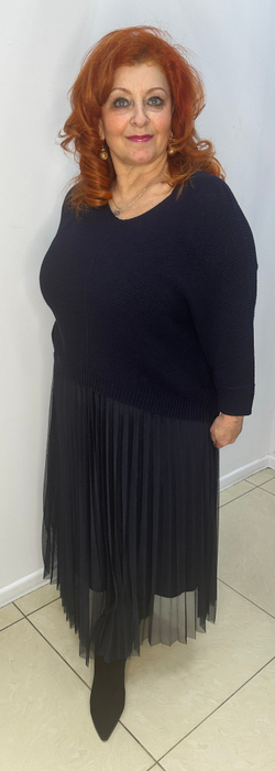 Двойное итальянское платье с джемпером-сеткой