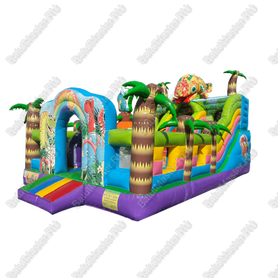 Надувной батут для бизнеса "Хамелеон и динозавры", 8*5*4,5 м