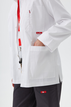 Халат укороченный медицинский унисекс Френч, белый
