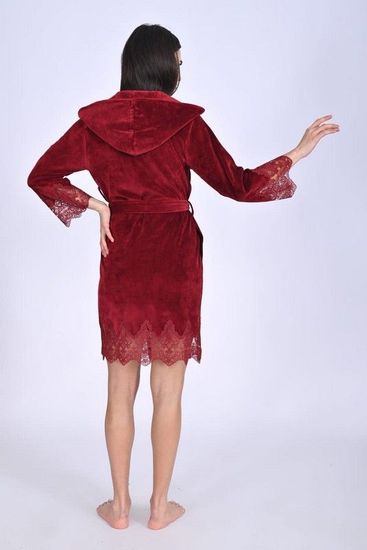 0483 Халат женский велюровый с капюшоном Nusa Niki Kadife