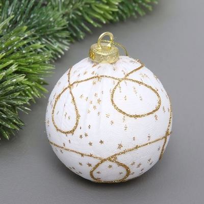 Новогодний шар "Зимнее кружево" 8 см, Золото