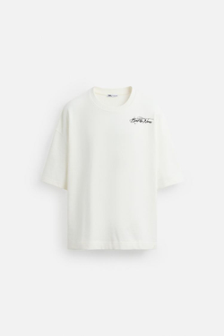 ZARA ТОЛСТОВКА С КОНТРАСТНЫМ ПРИНТОМ, БЕЛЫЙ