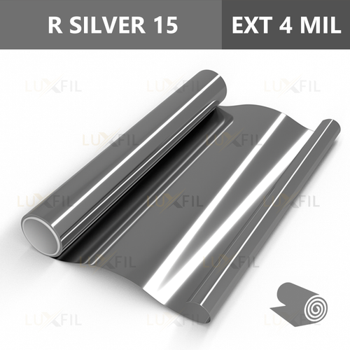 Пленка солнцезащитная зеркальная R SILVER 15 (Exterior 4 mil) LUXFIL, рулон (размер 1,524x30м.)