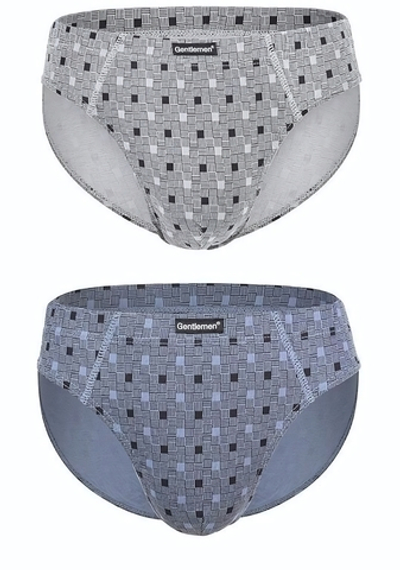 Комплект из двух трусов-слипов в клеточку (Размер: M) (Цвет: серый с синим)