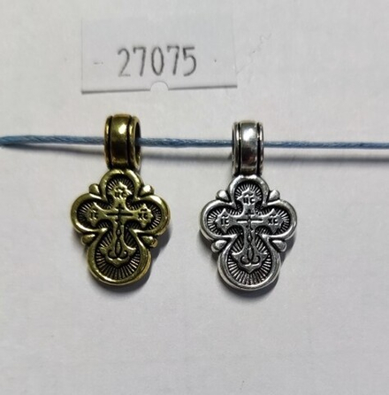 Крест нательный малый 22х13 мм толстый: мельхиор под серебро и золото (42285) (Сев)