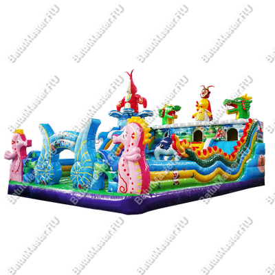 Коммерческий надувной батут "Затерянный остров, три горки" 12*7*7 м