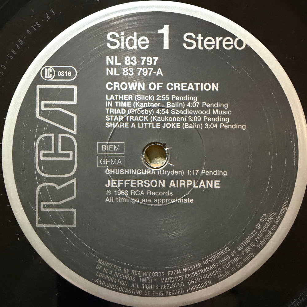 Jefferson Airplane ‎– Crown Of Creation (Германия)