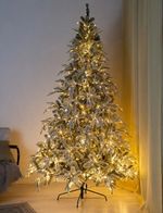 Заснеженная ель с гирляндой «Форесто» теплый свет (Литая+пвх) 210 см / 2,1 м