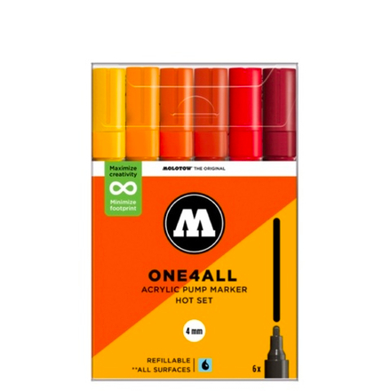 Набор маркеров Molotow ONE4ALL 227HS - 6шт Hot-Set (4мм)