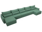 Диван П-образный Лига-051 НПБ МегаЛонг РОГОЖКА Амур 11 зеленый
