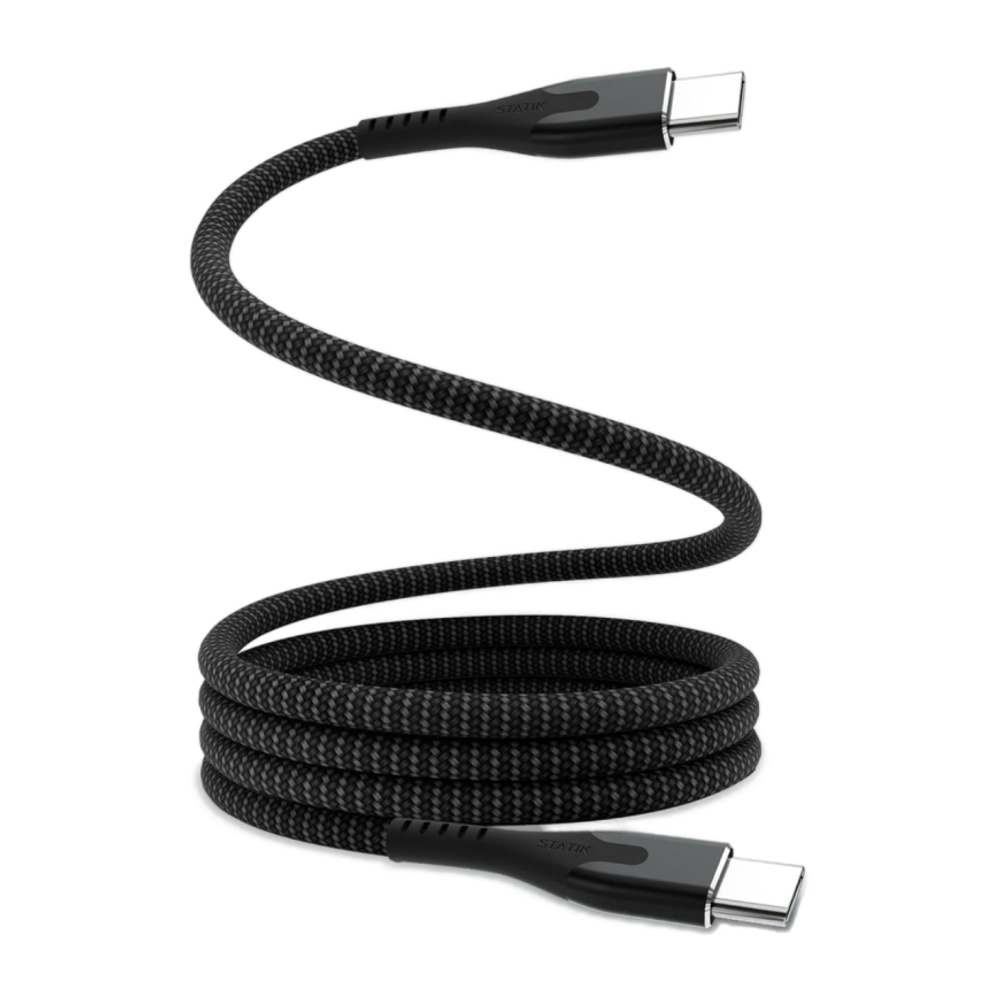 Магнитный кабель с оплёткой Statik MagStack Pro USB-C (USB 2.0) (2 м) Кабель с нейлоновой оплёткой. Поддерживаемая мощность — до 100 Вт, сила тока — 5 А, скорость передачи данных — до 480 Мбит/с