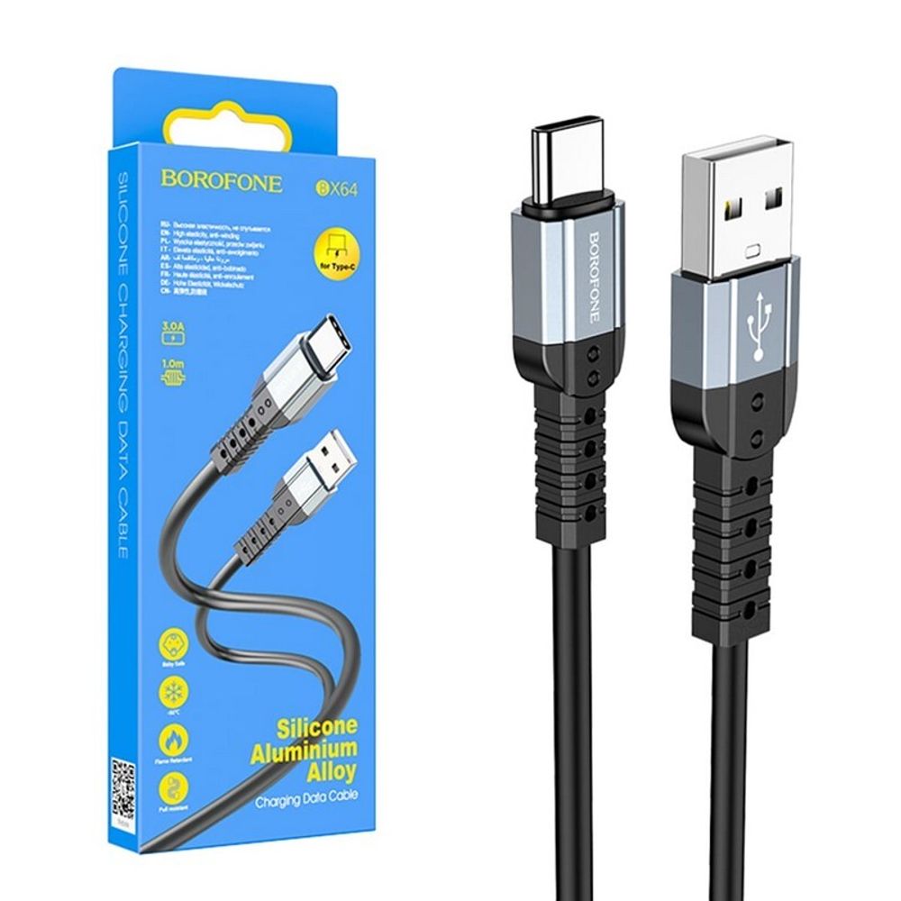 Кабель USB - TypeC BOROFONE BX64 Silicone (черный) 1м