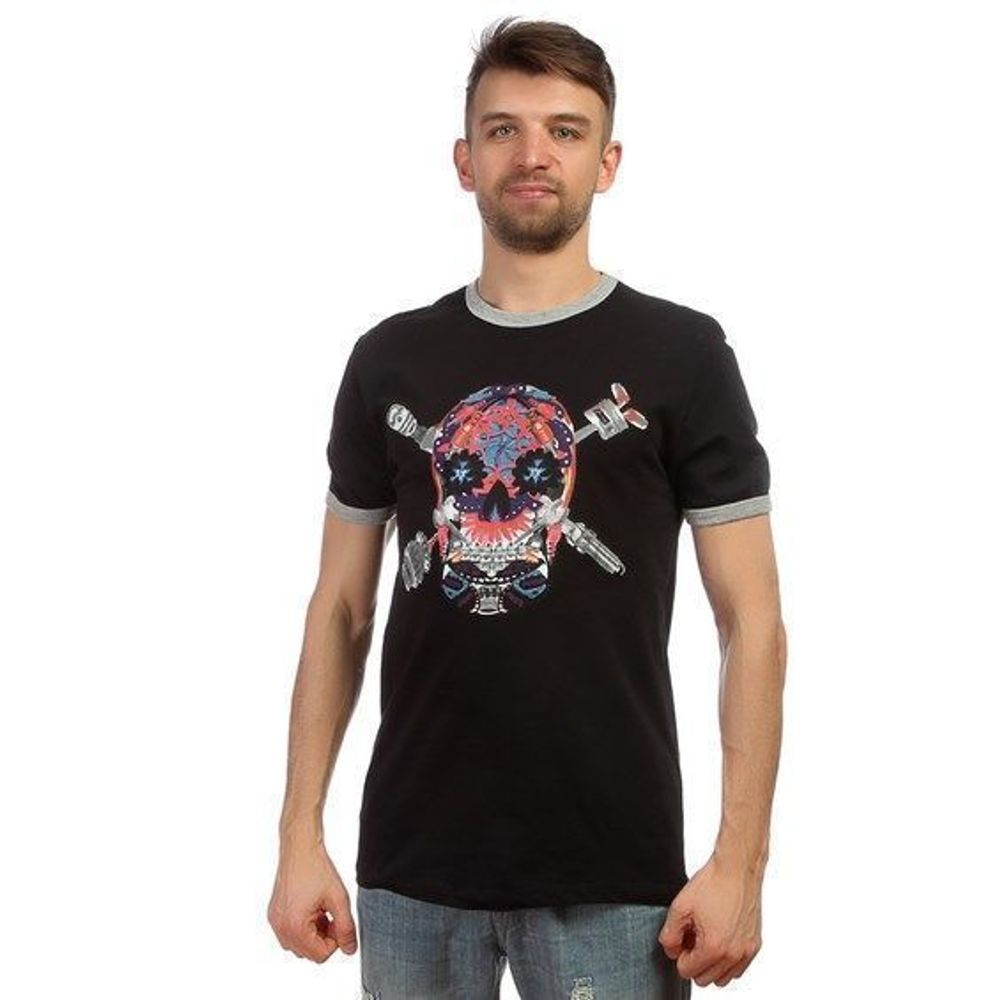 Мужская футболка черная с принтом Frankie Morello