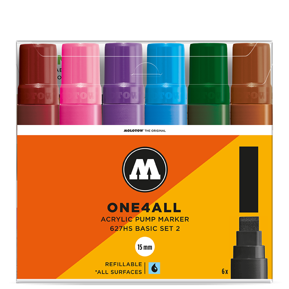 Набор Маркеров MOLOTOW ONE4ALL 6*627HS Basic-Set-2 (15мм)