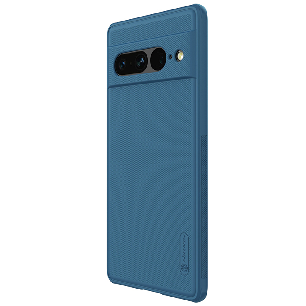 Усиленный двухкомпонентный чехол синего цвета от Nillkin для смартфона Google Pixel 7 Pro, серия Super Frosted Shield Pro