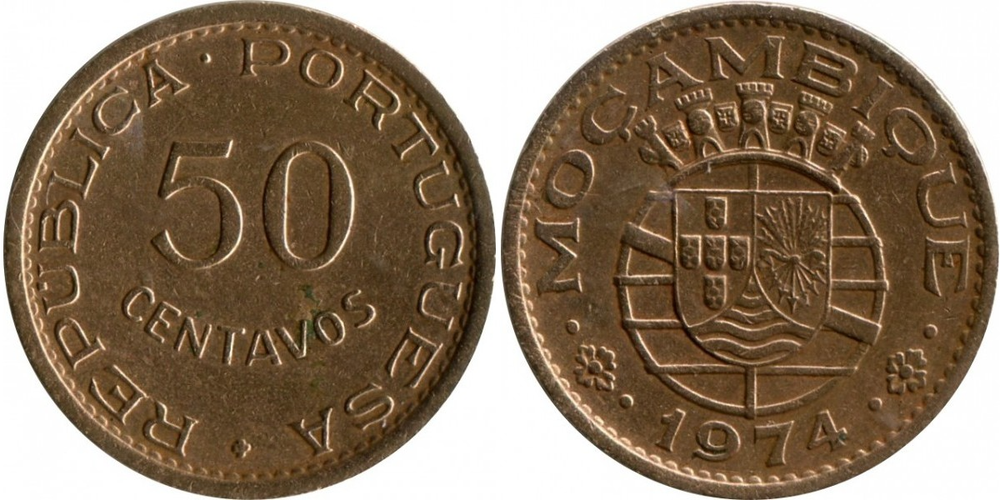Мозамбик 50 сентаво, 1973-1974 Португальская колония XF