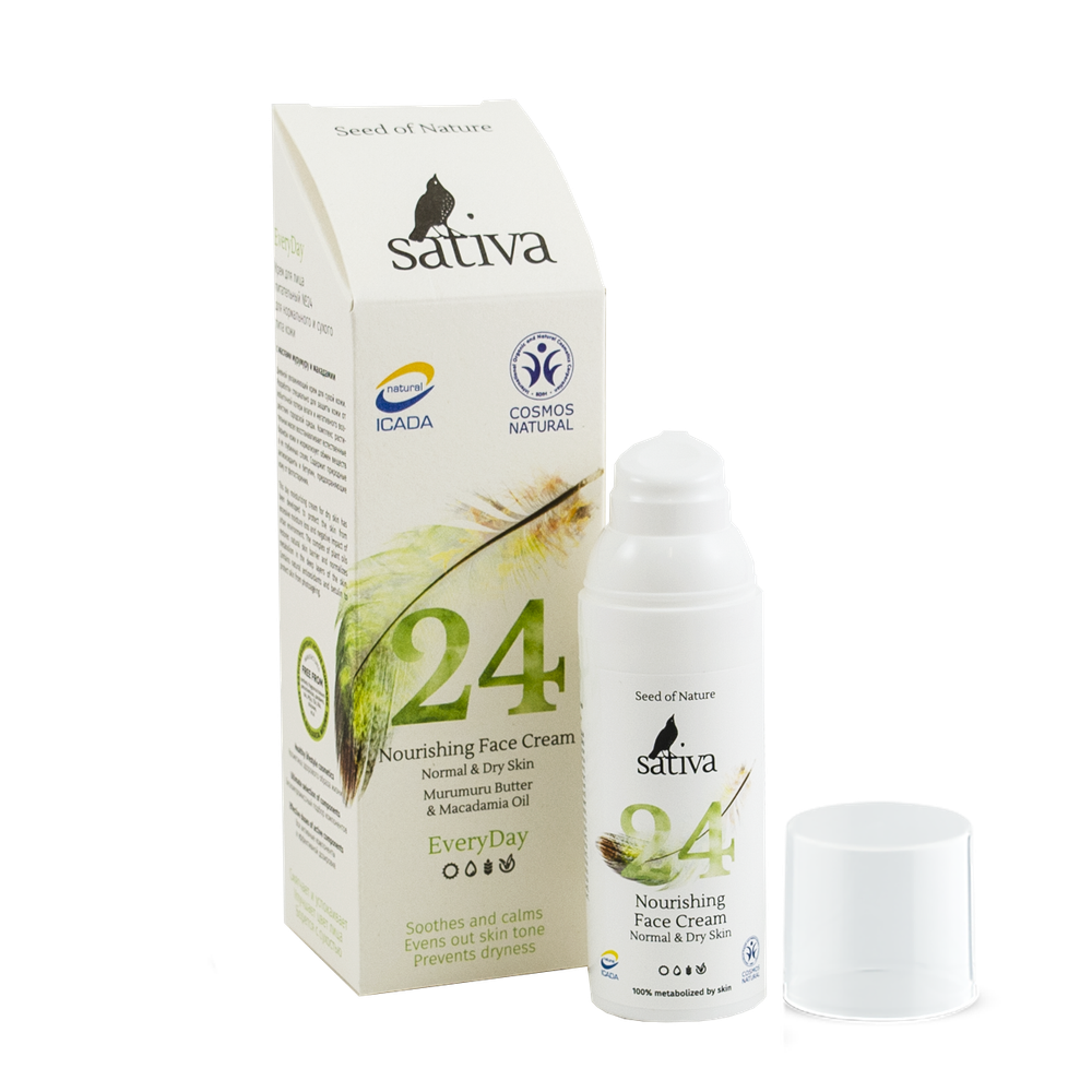 Крем Sativa №24 дневной питательный для нормальной и сухой кожи (50мл)