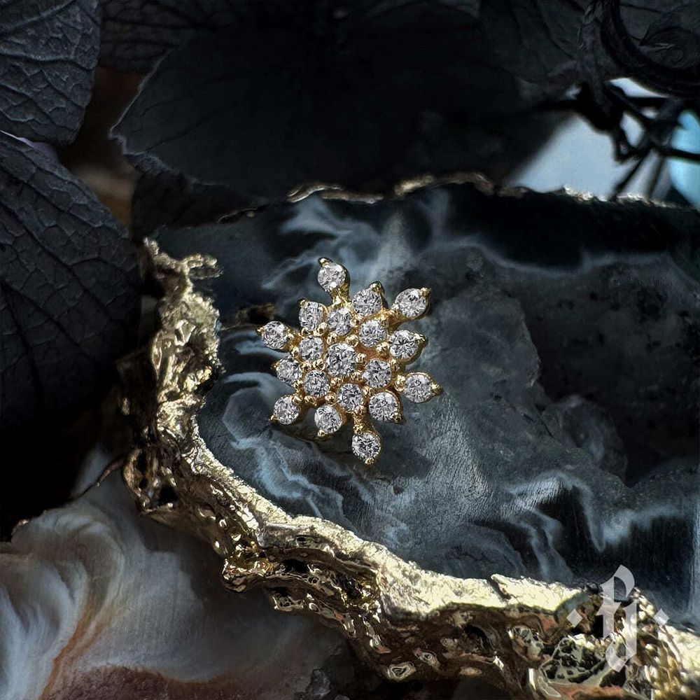 Накрутка "Azura" - Желтое золото - White CZ