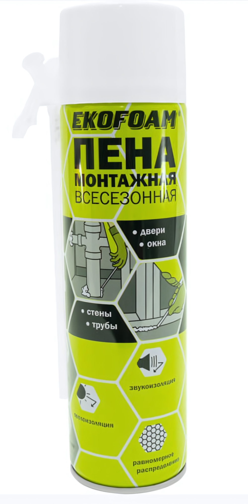Монтажная пена EKOFOAM 450 мл (всесез.) бытовая до 10 л.ПОЛИТЕХ