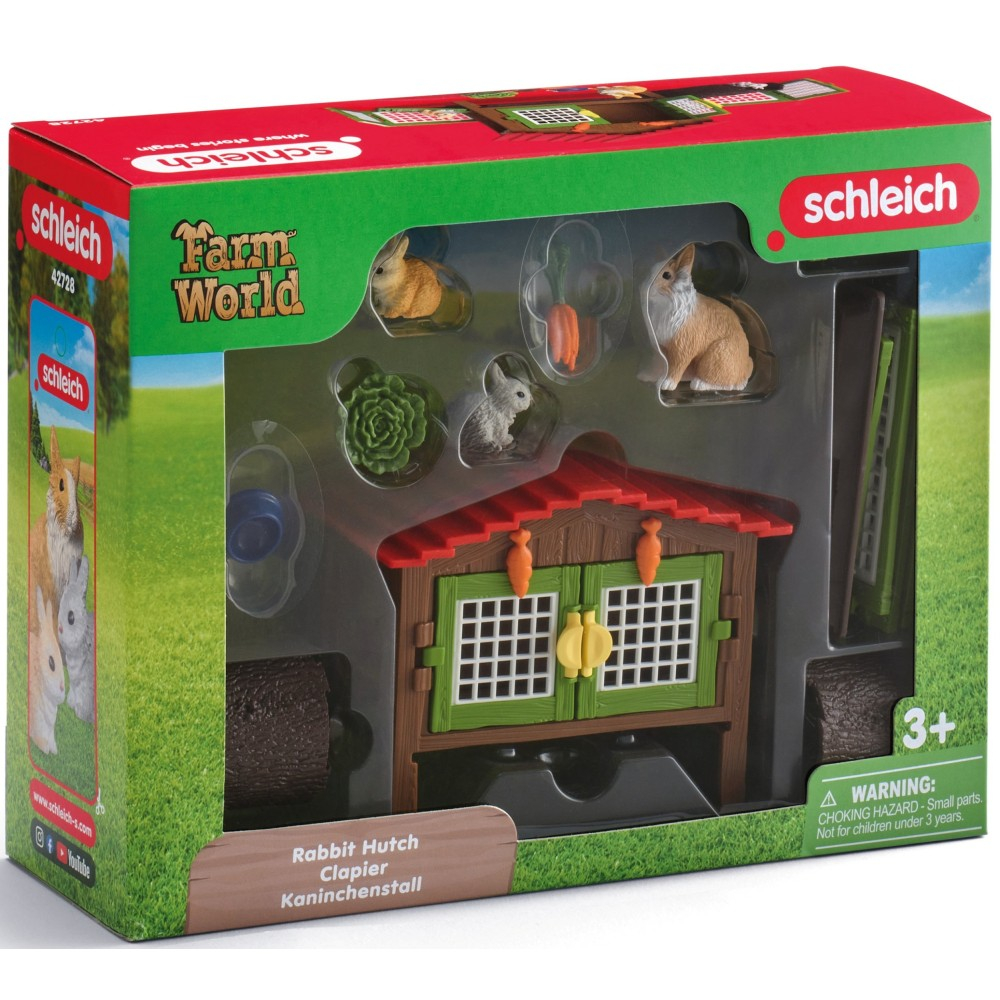 Schleich S 42728 — Клетка для кроликов с семьёй кроликов породы Львиная голова — фото 1