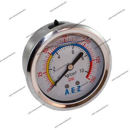 Манометр с глицерином, резьба М13 (1/4H), до 10кг/см2, 150Psi, диаметр 69мм