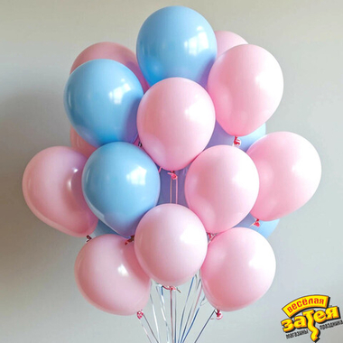 Шарики латекс 35см, розовые и голубые