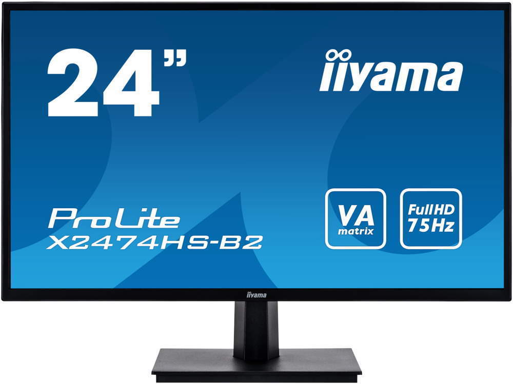 Монитор Iiyama 24;; ProLite X2474HS-B2 1920x1080 VA WLED 75Гц 4ms VGA HDMI DisplayPort