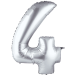 Шар фольгированный Цифра 4 66 см (Серебряный)