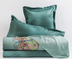 Постельное белье 2 спальное евро макси Mirabello Mariposa зеленое