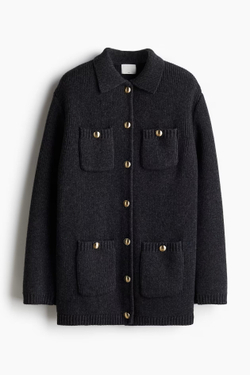 H&M Шерстяной кардиган, темно-серый