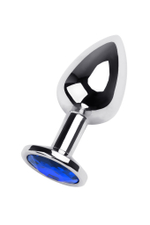 Анальная втулка с кристаллом Medium синий 8 см