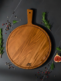 Разделочная доска круглая 30 см с ручкой