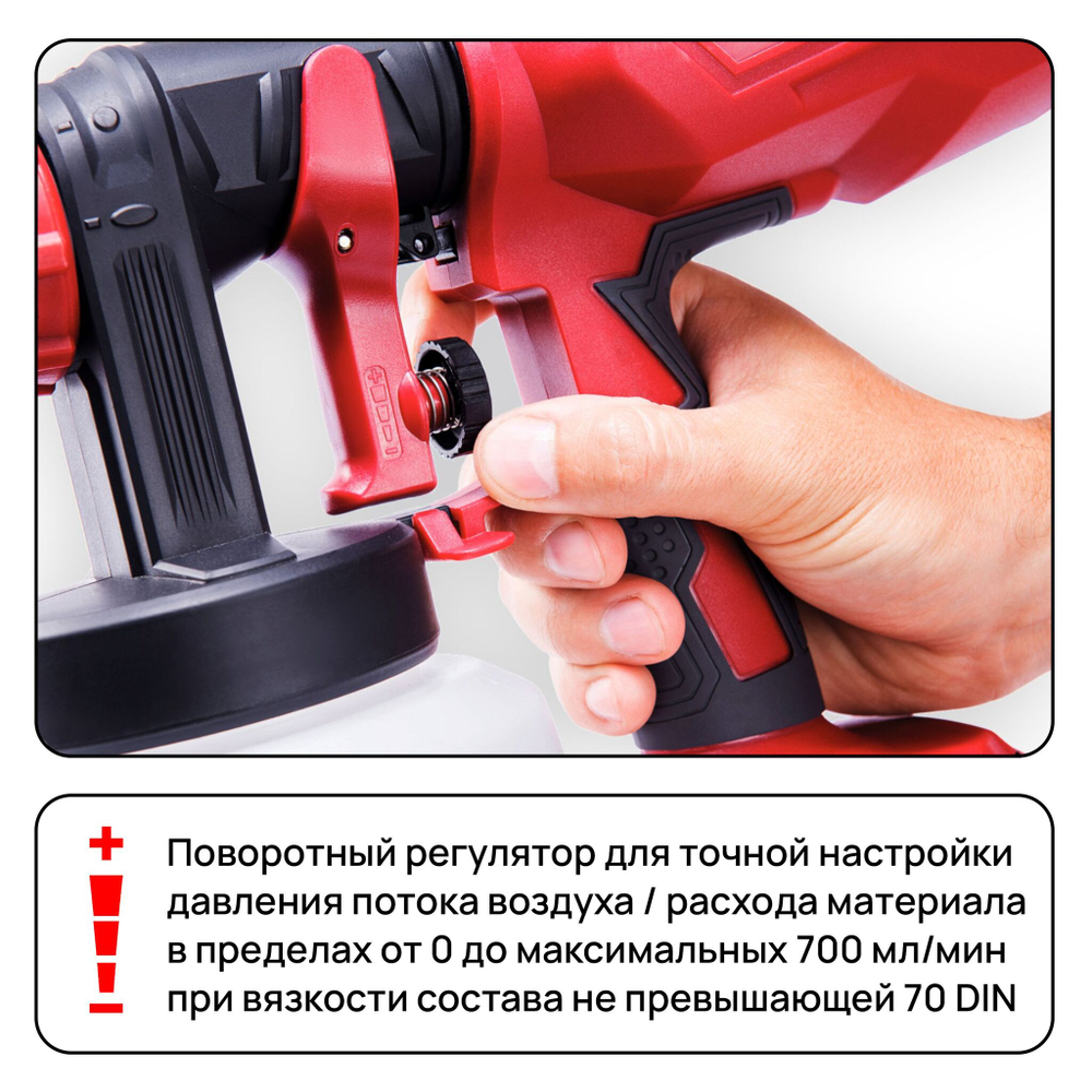 WORCRAFT Краскопульт электрический аккумуляторный для компрессора, распылитель садовый, 20 V, 250 Вт, 1000мл, 70 DIN( Без АКБ и СЗУ)