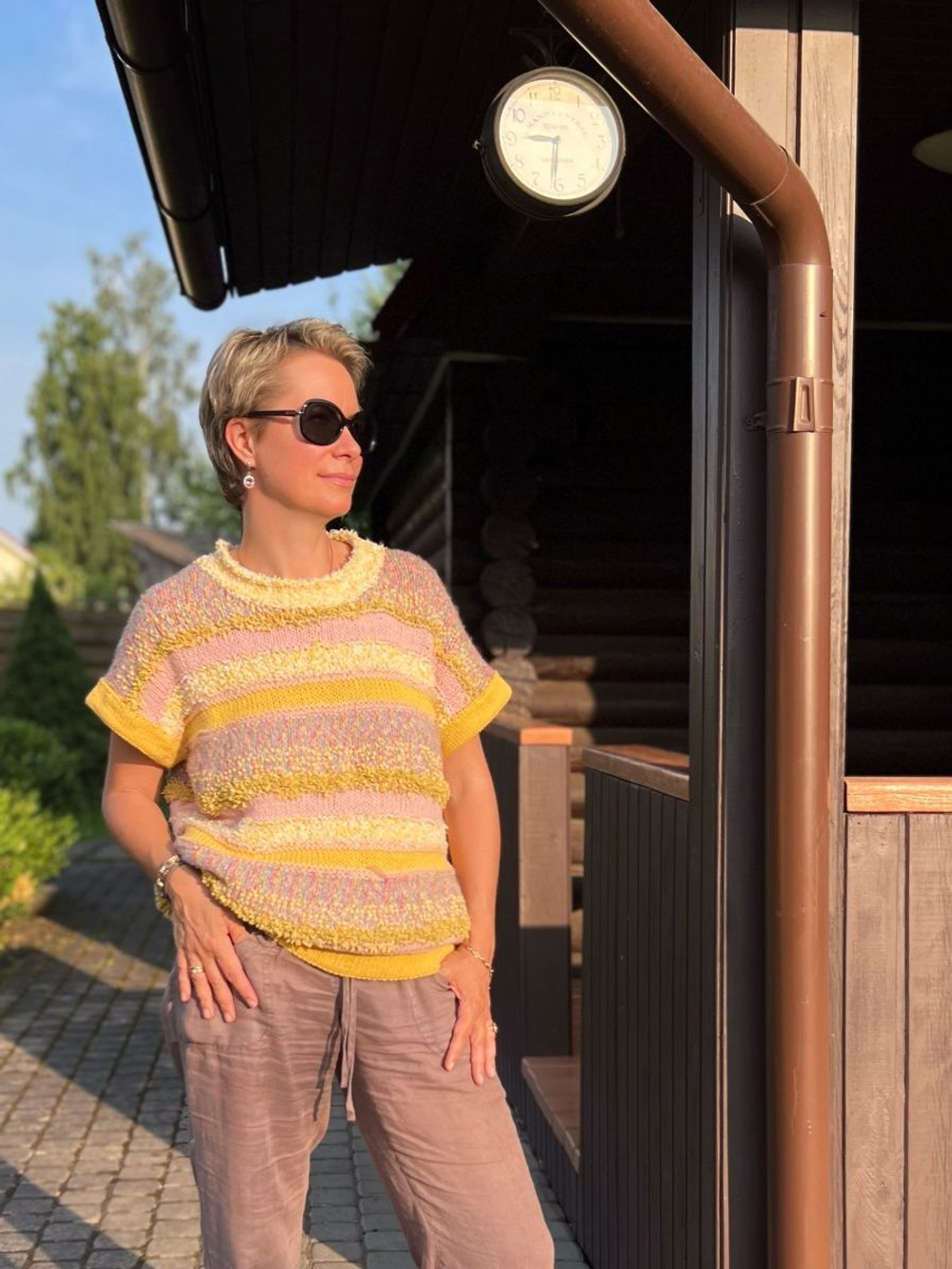 Мимоза набор пряжи и описание на Жилет оверсайз до 54+