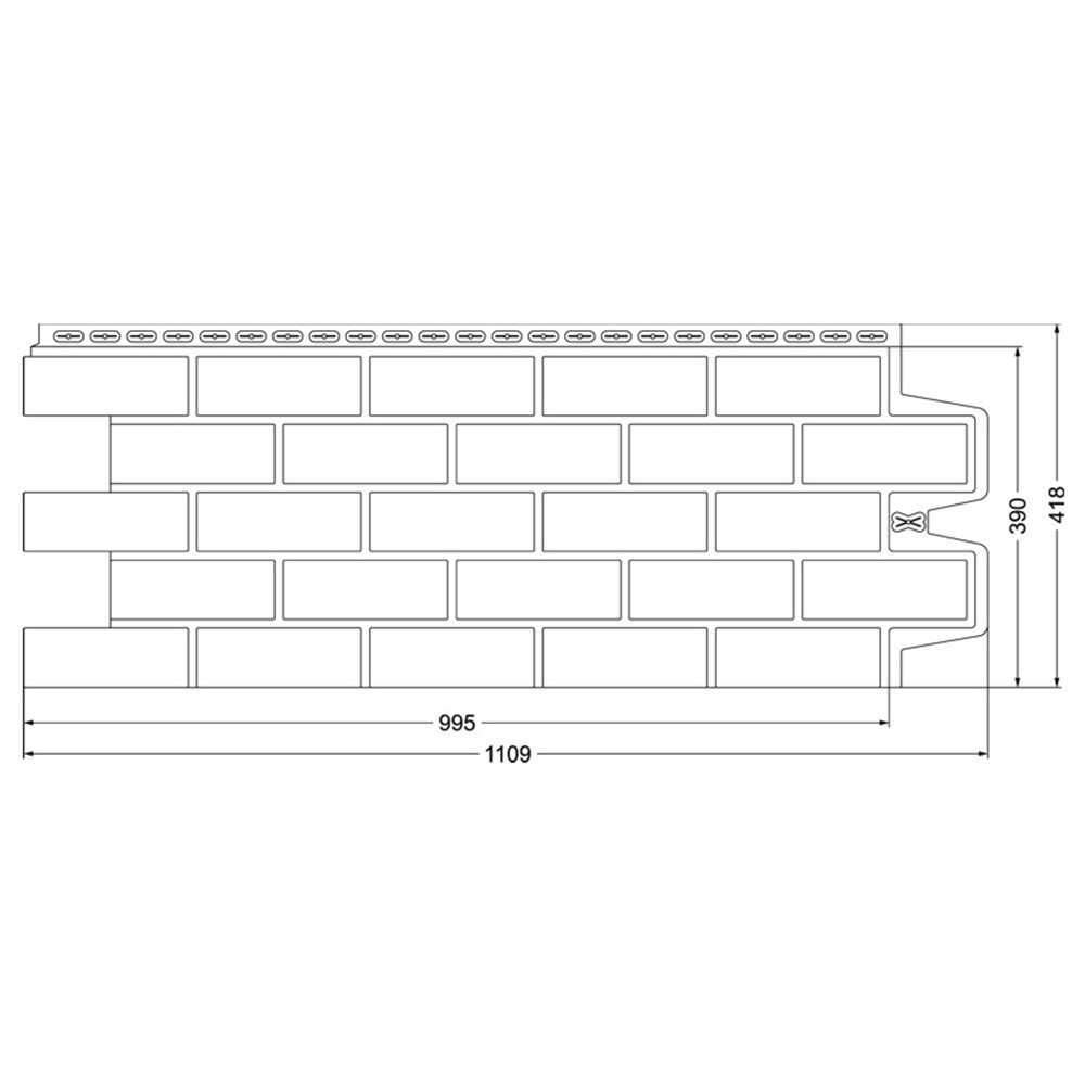 Панель фасадная Grand Line Design Plus Состаренный кирпич ваниль с темно-бежевым швом 1109х418 мм