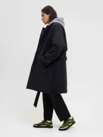 Плащ FOS Утепленный Средней длины Мужской Черный