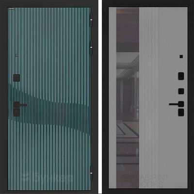 Входная дверь Бункер BN-13 - 32 Зеркало тонировка Серый софт рельеф