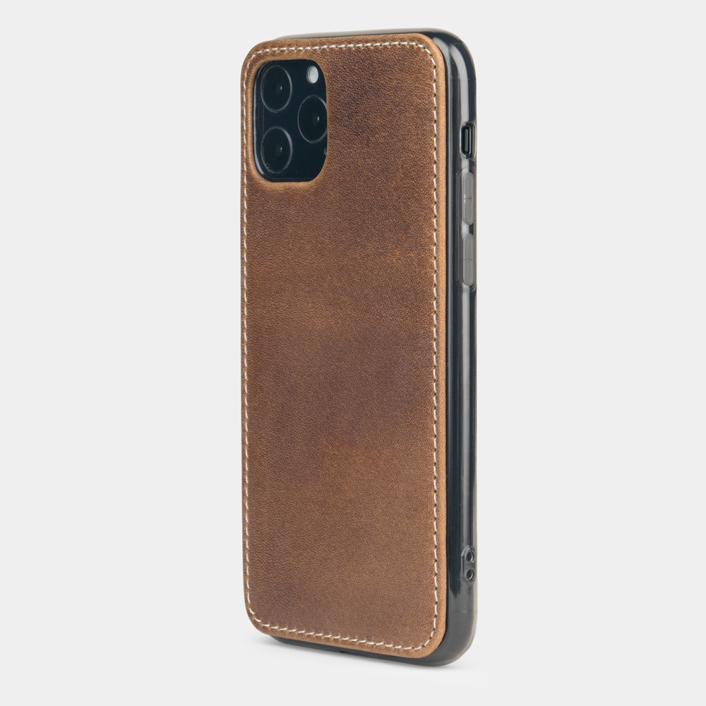 Чехол-накладка для iPhone 11 Pro Max из натуральной кожи теленка бежевого цвета