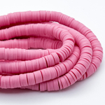 Бусина-диск, цвет розовый, размер 6 мм, цена за нить 40 см