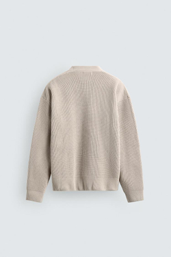 ZARA КАРДИГАН СВОБОДНОГО КРОЯ В РУБЧИК, ЭКРЮ