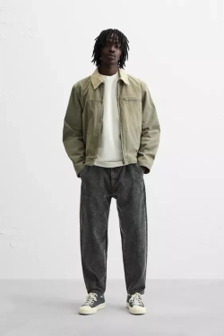 ZARA ВЕЛЬВЕТОВЫЕ БРЮКИ CARROT FIT, ТЕМНО-СЕРЫЙ