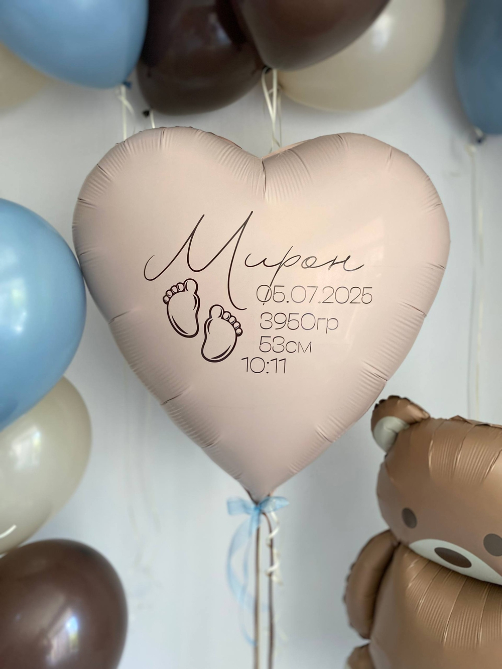 Воздушные шары на выписку сына мишка Барни №3472