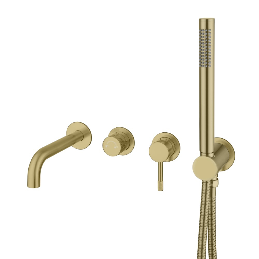 Boheme Смеситель встроенный + ручной душ + излив Uno Matt Gold
