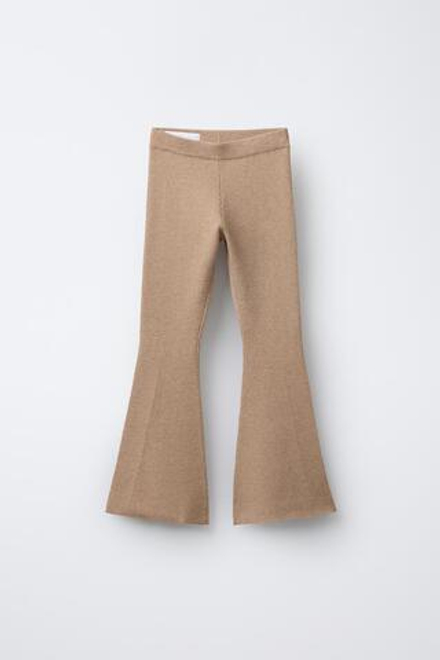 ZARA ЛЕГИНСЫ FLARE В РУБЧИК, МЯГКИЙ КАШТАНОВЫЙ