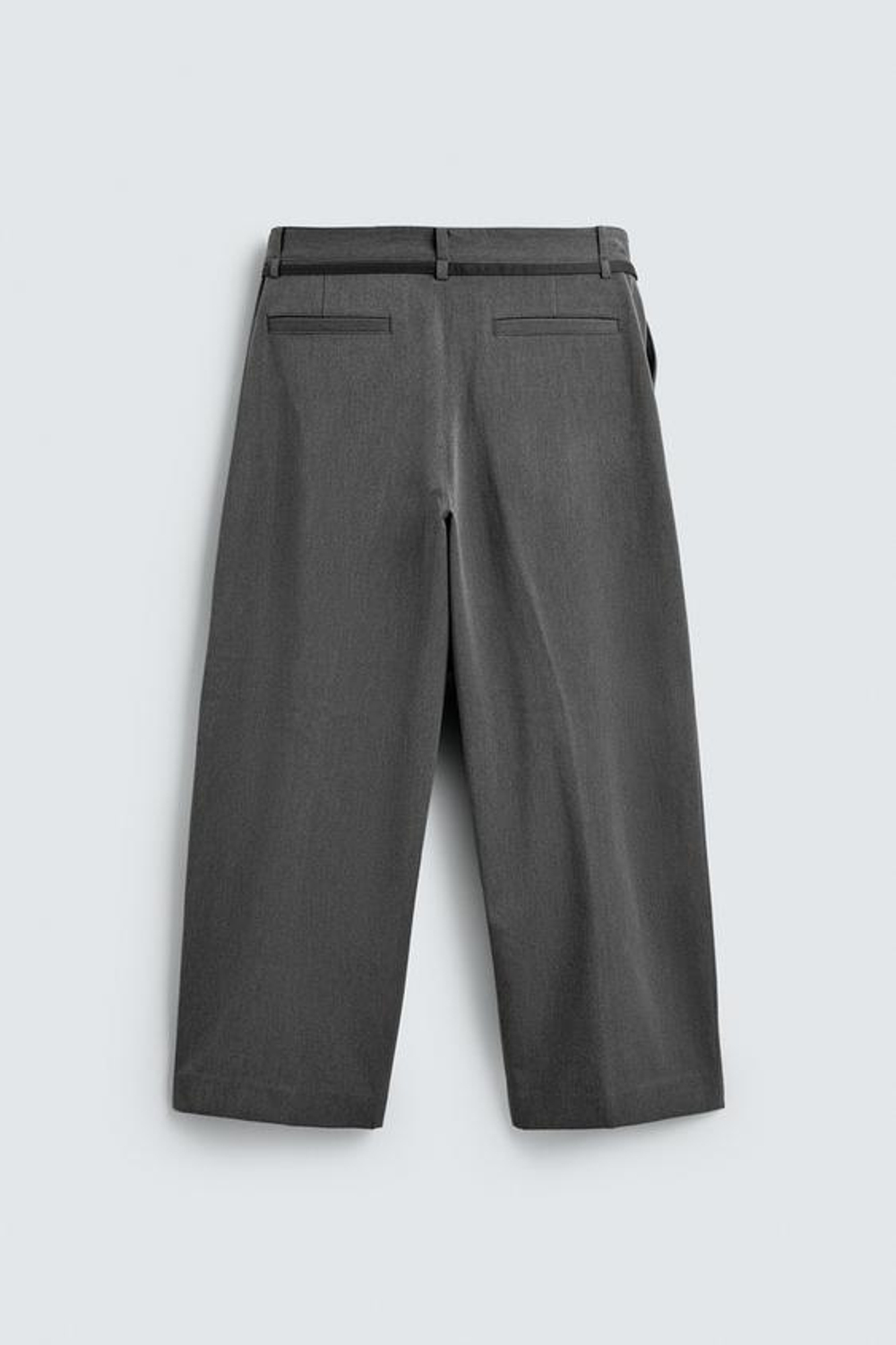 ZARA БРЮКИ BALLOON С ЗАЩИПАМИ И ПОЯСОМ, СЕРЫЙ