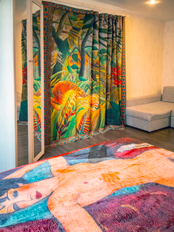 Комплект из двух штор «Нападение в джунглях», по мотивам картины художника-примитивиста Анри Руссо