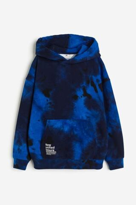 H&M Толстовка с надписью и капюшоном, синий